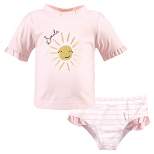 Hudson Baby Infant Girl Swim Rashguard Set, Smile Sunshine
