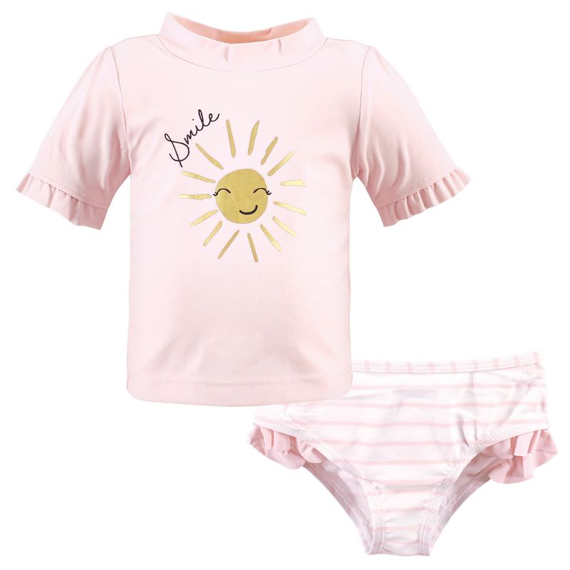 Hudson Baby Infant Girl Swim Rashguard Set, Smile Sunshine, 1 of 6