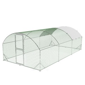 Large Metal Chicken Coop, Chicken Runs for Yard with Cover, Large Chicken Run with Double Door, Walk in Chicken Coop - 1 of 4