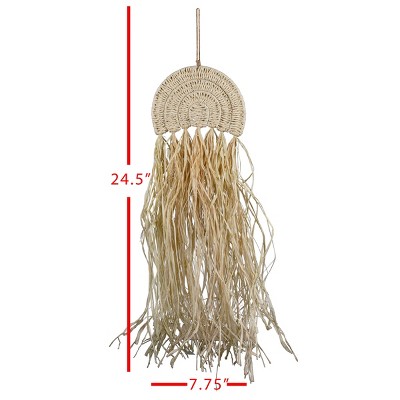 Natural Seagrass and Raffia Arch Hanging Wall Accent
