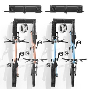 VEVOR Bike Storage Rack, 4 Bike Racks and 2 Helmets Hooks, Wall Mount Bike Storage Hanger, Home & Garage Organizer - 1 of 4