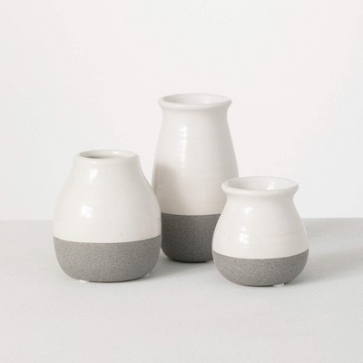 Sullivans Set of 3 Petite Ceramic Vases 3"H  4.5"H & 5.5"H