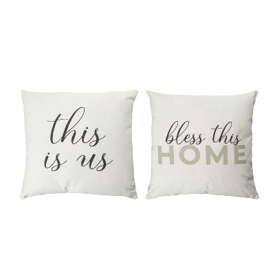 Transpac Fabric Home Pillows Set of 2 Everyday Home Decorations
