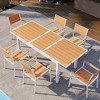 Crestlive Products Outdoor Dining Table, 63"-83" Patio Extendable Dining Table with Wooden-Like Top and White Aluminum Frame - image 2 of 4