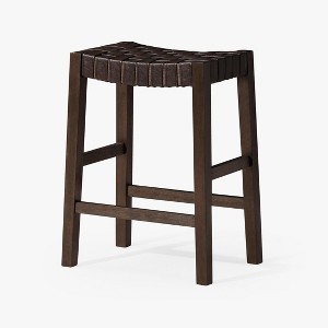 Maven Lane Emerson Rustic Backless Vegan Leather Counter Height Bar Stool - 1 of 4