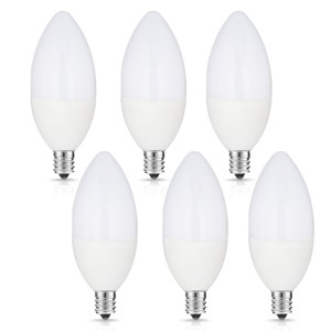 YANSUN 60-Watt Equivalent LED Light Bulb B11 E12 Candle 5000K Daylight Frosted and Bulbs Included for Indoor/Outdoor Use 6-Pack - 1 of 1