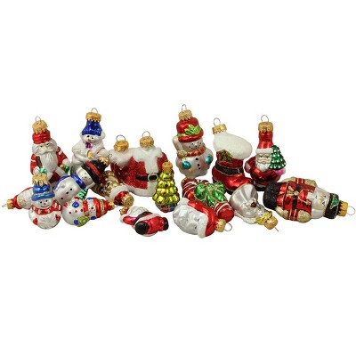 Northlight 18ct Snowman, Santa Suit, Bear and Angel Glass Figure Christmas Ornaments