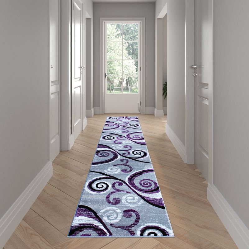 Emma and Oliver Scraped Look Ultra Soft Plush Pile Olefin Accent Rug in Swirl Pattern, Jute Backing, 3 of 7