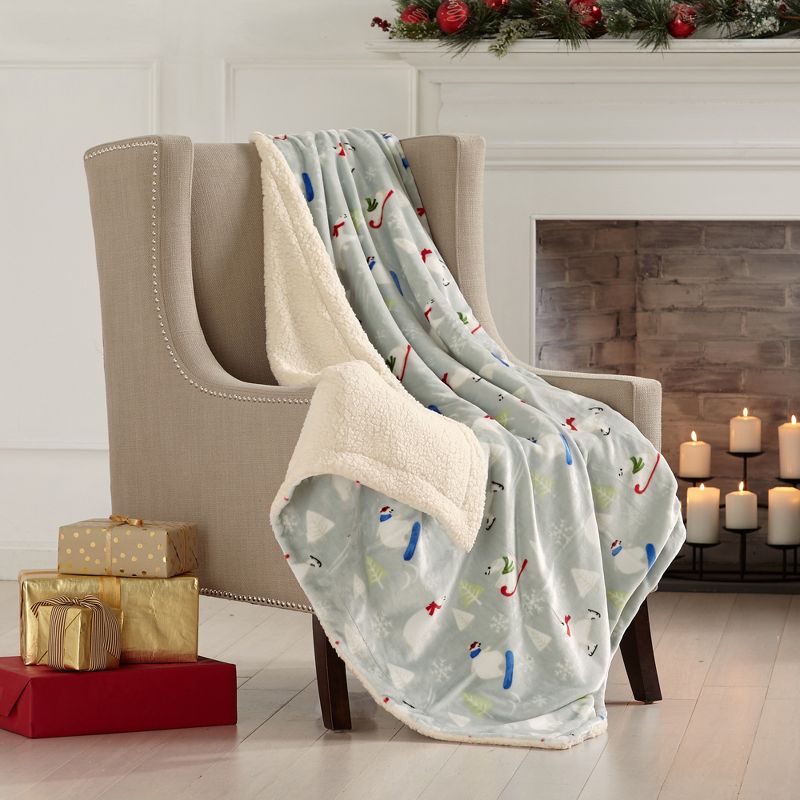Great Bay Home Velvet Plush Fleece Reversible Warm and Cozy Holiday Throw, 1 of 7