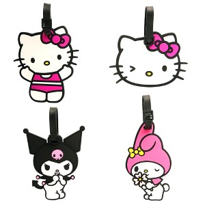 Sanrio Hello Kitty Luggage Tag Kuromi, My Melody, Hello Kitty PVC Travel Tags Gifts - Set of 4 - 1 of 4