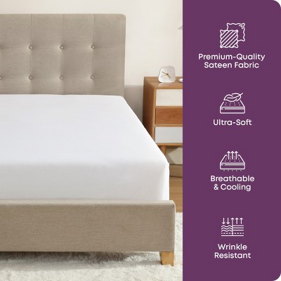 Twin White Cotton Percale Fitted Sheet