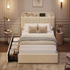Bed Frame with Storage Headboard, Kids Bed Frame with 2 Drawers, Boucle Upholstered Platform Bed with Bookcase - 4 of 4