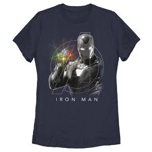 Women's Marvel Avengers: Endgame Glowing Stones Logo Overlay Portrait T-Shirt - 1 of 4