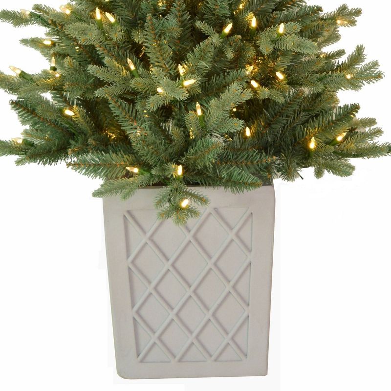 Haute D&#233;cor 4.5&#39; Pre-Lit LED Potted Barcelona Blue Artificial Christmas Tree White Lights, 3 of 5