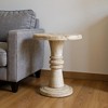 HomeRoots 28" Brown Solid Wood Round Pedestal End Table - 2 of 4
