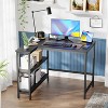 FDW 39/43 Inch L-Shaped Desk for Gaming & Study with Metal Frame & Storage Shelves - 2 of 4