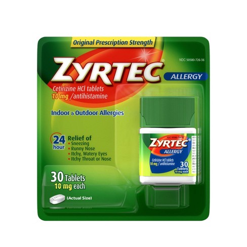 Zyrtec 24 Hour Allergy Relief Tablets - Cetirizine Hcl - 30ct : Target