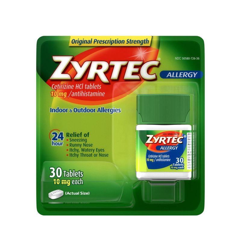 Zyrtec 24 Hour Allergy Relief Tablets - Cetirizine HCl, 1 of 17