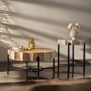 Lovmor 33.86"Modern Retro Splicing Round Coffee Table,Fir Wood Table Top with Gold Cross Legs Base - 2 of 4