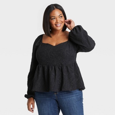 Black peplum best sale top target