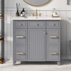 Vynxaria 36" Bathroom Vanity Cabinet with Sink Top Combo Set , Gray ,Single Sink,Shaker Cabinet with Soft Closing Door and 3 Drawers - 2 of 4