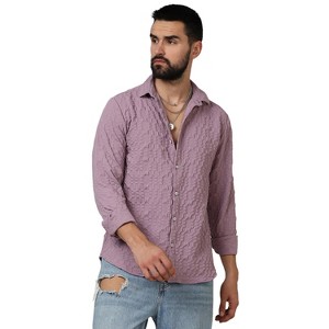 Campus Sutra Men Men's Periwinkle Purple Embossed Geometric Shirt - 1 of 4