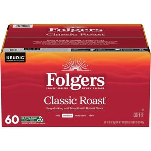 Folgers Classic Medium Roast Coffee - Keurig K-Cup Pods - 60ct - 1 of 4