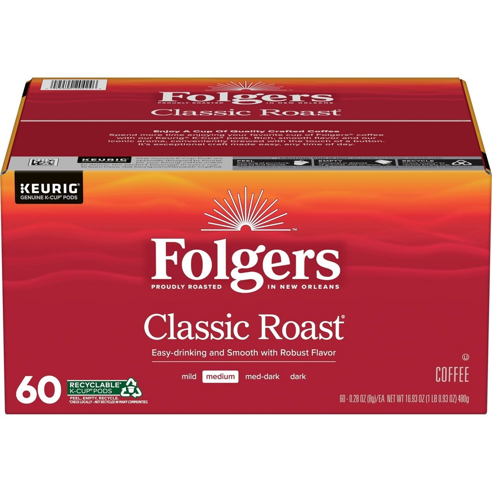 Photos - Coffee Folgers Classic Medium Roast  - Keurig K-Cup Pods - 60ct