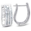 Pompeii3 1 1/2 cttw Princess Cut Diamond Three Row Hoops 10K White Gold 3/4" Tall - 2 of 4