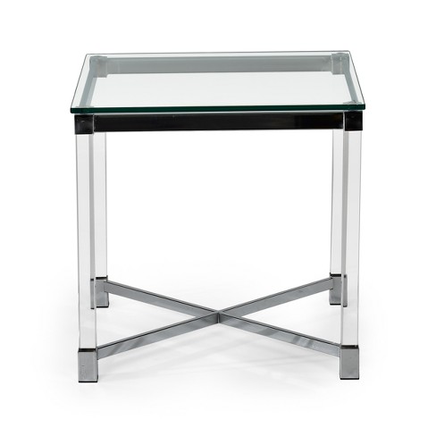 Talia End Table Acrylic Glass And Chrome Steve Silver Target