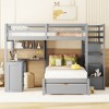 NicBex Full over Twin Bunk Bed with Desk Wood Bed Frame with 5 Drawers, Shelves, Stairs and Full Length Guardrail, No Box Spring Required - 2 of 4
