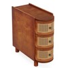 10.62" Narrow Rattan 3-Drawer End Table, Walnut & Oak Slim Nightstand, No Assembly, Sofa Side Table for Bedroom, Living Room - 3 of 4