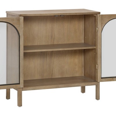 Mason 31'' Light Brown Oak Sideboard with Glass Doors