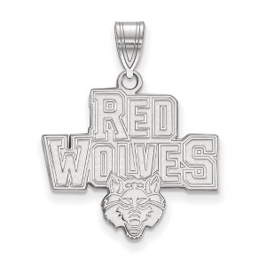 Black Bow Jewelry 10k White Gold Arkansas State Red Wolves NCAA Large Pendant - 1 of 3