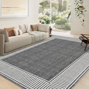 Area Rugs for Living Room Modern Bordered Rug Farmhouse Geometric Bedroom Rugs Low Pile Non Shedding Carpet - 1 of 4