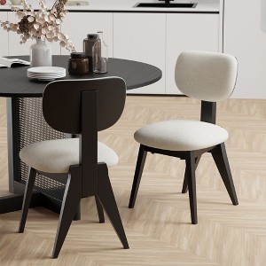 Pexfix White Linen Upholstered Dining Chairs Set of 2 - 1 of 4