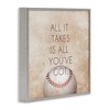 Stupell Industries Takes All You've Got Phrase Sports Baseball Brown Framed Giclee Art - 2 of 4
