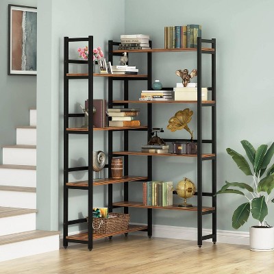 LITTLE TREE 70.8" 8 Tier Corner Bookshelf Brown