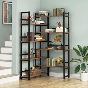 LITTLE TREE 70.8" 8 Tier Corner Bookshelf Brown - 1 of 4