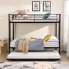 Twin Over Twin Metal Bunk Bed with Trundle, Ladder and Guardrails - 3 of 4