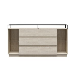 RealRooms Devon 6-Drawer Dresser with LED Lights and Glass Top - 1 of 4