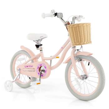 Prorider 16" Kid’s Bike with Training Wheels Adjustable Handlebar Seat Handbrake Blue/Green/Pink