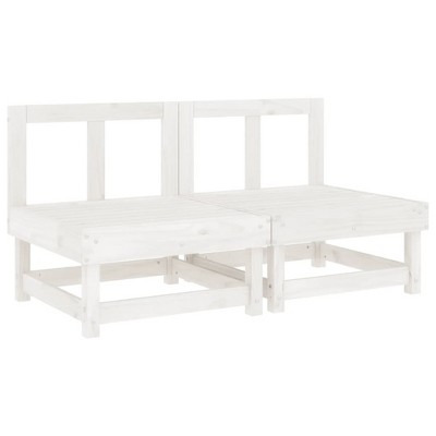 vidaXL Garden Middle Sofa White Solid Pine Wood Medium Modular