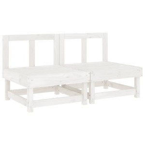 vidaXL Garden Middle Sofa White Solid Pine Wood Medium Modular - 1 of 2