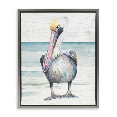 Stupell Industries Pelican Bird Standing on Beach, 17" x 21"