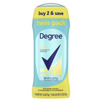 Degree Antiperspirant Deodorant Fresh, 2.6 oz, Twin Pack