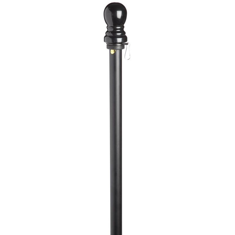 Evergreen Black Weather-Resistant Metal Flag Pole with Decorative Finial