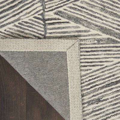 Artisanal Grey & White Hand-Tufted Wool Area Rug