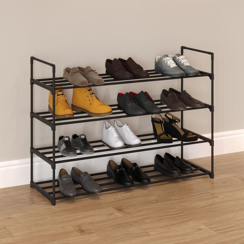 Home-Complete 4-Tier Shoe Rack for 20 Pairs, Black, 4 of 10