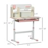 NicBex Height Adjustable Kids Writing Desk with Tilt Desktop,Drawer,Storage Shelf,Pen Holder,White+Pink - 3 of 4